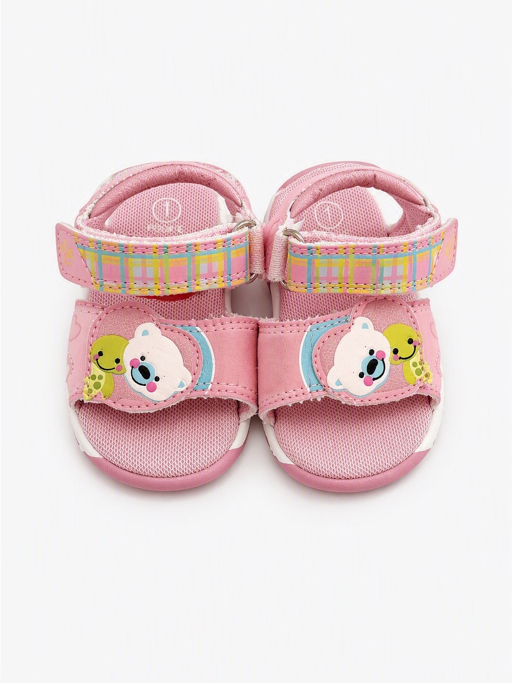 90s Y2K Vintage Fisher Price Infant Footwear Pink Bear Plaid Size US 1